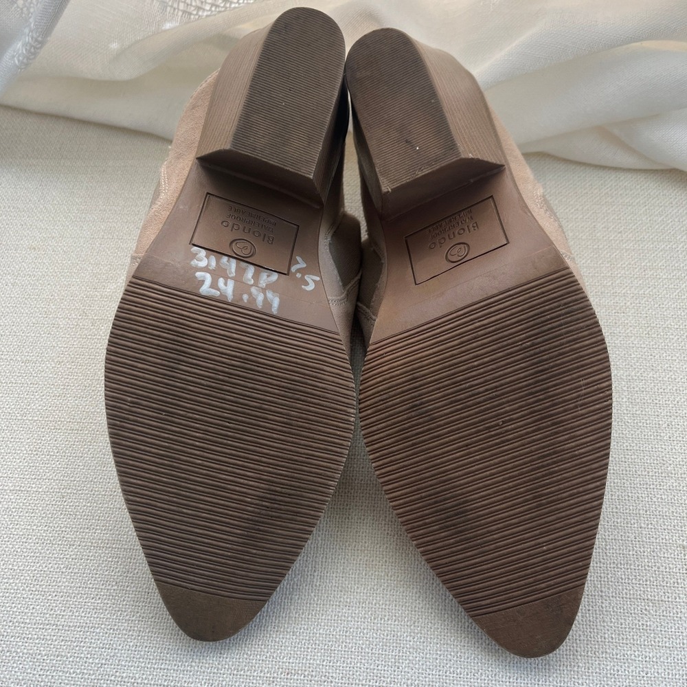 Blondo NORM01SD Waterproof Suede Block Heel Mules Tan Sz 7.5 - Picture 6 of 8